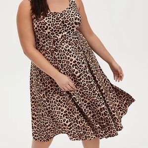 LEOPARD SWEETHEART SKATER MIDI DRESS, Torrid Size 0